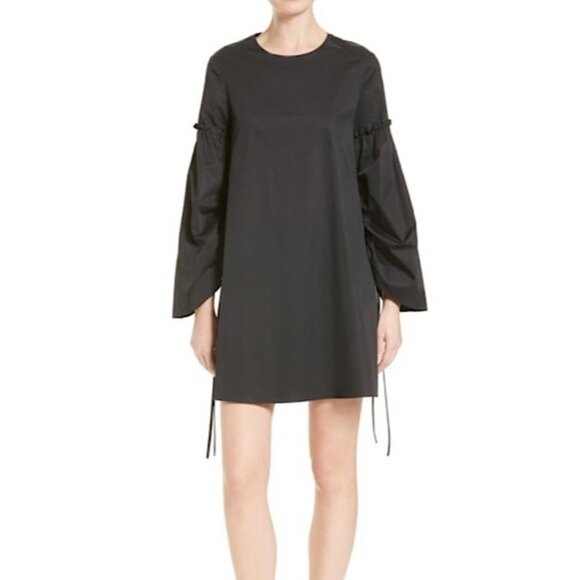 NWT Tibi Black Sarin Cinch Sleeve Trapeze Mini Dress 0 - Picture 1 of 8